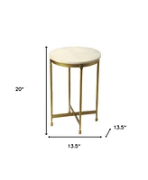 Round End Table with Faux Marble Top – Chic Living Room Accent