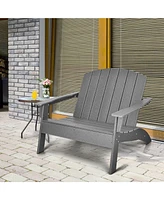 Gymax Outdoor Adirondack Chair Patio Hdpe Adirondack Loveseat Bench Weather Resistant