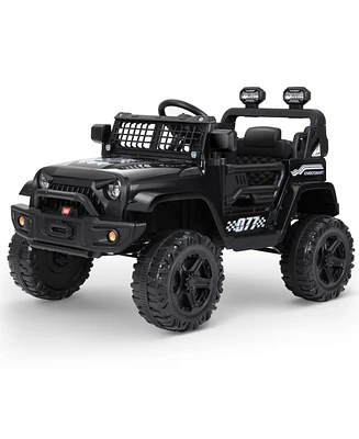 Funtok Kids Electric Powered Ride on Car 12V with Remote Control, Electric Vehicle with Low Battery Reminder, 3 Speeds, Radio, Horn, Usb Port, Aux, Op
