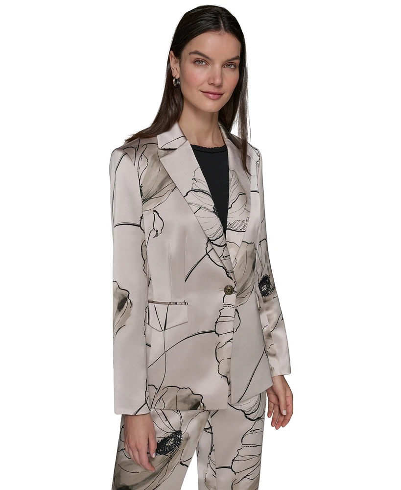 Karl Lagerfeld Paris Women's Printed Satin Jacket