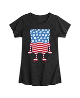 Hybrid Apparel Big Girls Sponge Bob Square Pants Americana Flag Graphic T-Shirt