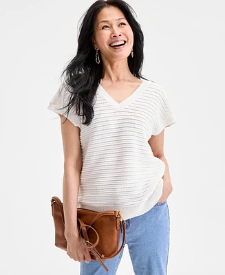 Style & Co Women's Cotton Rib-Knit Dolman-Sleeve Sweater, Exclusively at Macy's