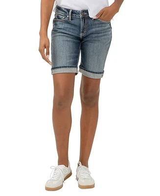 Silver Jeans Co. Women's Suki Mid Rise Curvy Fit Bermuda Shorts