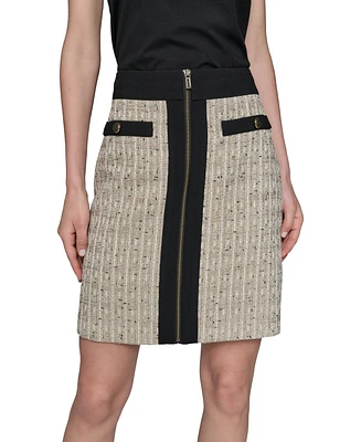 Karl Lagerfeld Paris Women's Zip-Front Tweed Skirt
