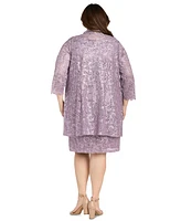 R & M Richards Plus 2-Pc. Lace Jacket Dress Set