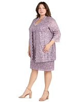 R & M Richards Plus 2-Pc. Lace Jacket Dress Set