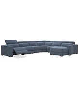 Nevio -Pc. Fabric Power Headrest Sectional with 1 Motion Chair