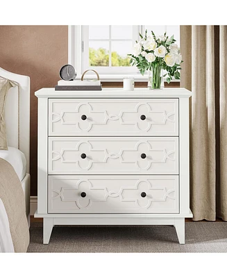 Tribesigns 31.5" W Oversized Modern Nightstand for Bedroom, Large 3 Drawers Tall Bedside Table, Sofa Side End Table, Wide Storage Cabinet for Liv
