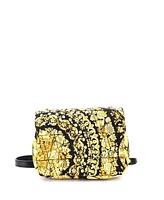 Pre-Owned Versace Small Virtus Chain Flap Shoulder Bag Quilted Printed Silk
