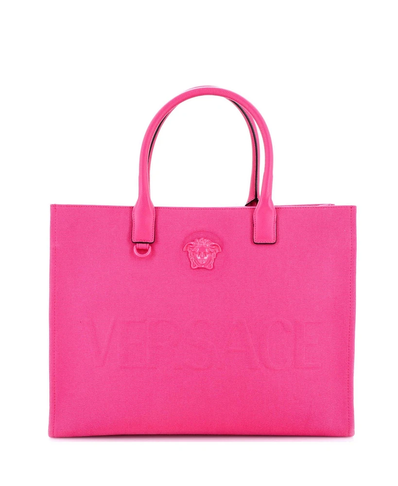 Pre-Owned Versace Large La Medusa Tote Embossed Canvas