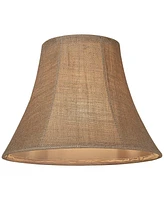 Natural Burlap Medium Bell Lamp Shade 7" Top x 14" Bottom x 10.5" High (Spider) Replacement with Harp and Finial - Springcrest
