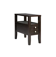 24" Brown End Table With Two Drawers