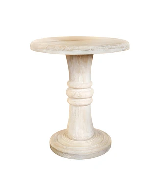 28" White Distressed Solid Wood Round End Table