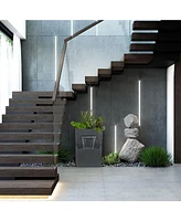 LuxenHome Gray Resin Modern Rectangular Waterfall Outdoor Fountain
