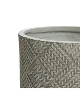 LuxenHome Gray Glen Pattern 22.4-Inch Tall MgO Round Planter