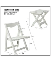 Foldable Small Table and Chair Set with 2 Chairs and Rectangular Table