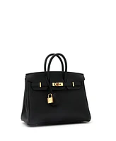Pre-Owned Hermes Birkin 25 Handbag Black Togo with Rose Gold Hardware