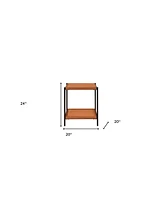 Modern Square End Table with Open Shelf – Metal Frame & Wood Top