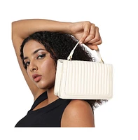 Women's White Solid Leather Handbag