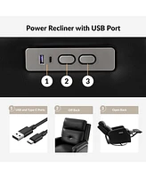 Rosa Genuine Leather Swivel Rocker Power Recliner with Usb Port