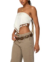 Edikted Women's Stud & Tassel Handkerchief Top