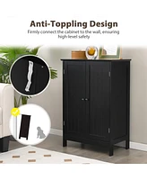 2-Door Free-Standing Bathroom Cabinet with Shelf