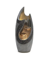 LuxenHome Resin Modern Tiered Patio Fountain with Led Lights