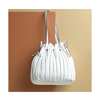 Women's Tug-And-Go White Bucket Bag