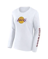 Fanatics Women's White Los Angeles Lakers Long Sleeve T-Shirt