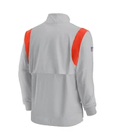 Men's Nike Gray Cleveland Browns Sideline Coach Chevron Lockup Quarter-Zip Long Sleeve Top
