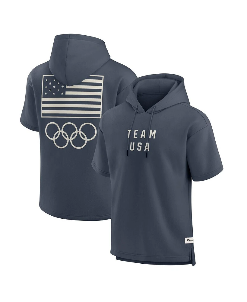 Fanatics Men's Navy Team Usa Elements Short Sleeve Pullover Hoodie