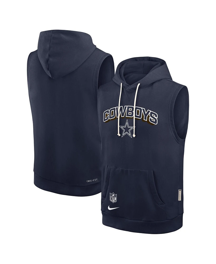 Nike Men's Navy Dallas Cowboys Sideline Performance Sleeveless Pullover Hoodie