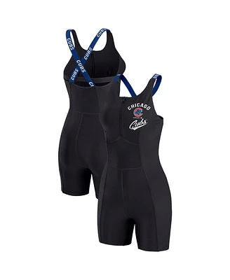 Wear by Erin Andrews Women's Black Chicago Cubs Bodycon Quarter-Zip Romper