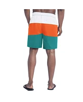 G-iii Sports by Carl Banks Men's Aqua/Orange Miami Dolphins Sunrise Volley Swim Shorts