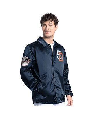 Starter Men's Navy San Diego Padres Cooperstown Collection Point Man Full-Snap Coaches Jacket