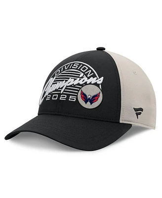 Fanatics Men's Black/Gray Washington Capitals 2025 Metropolitan Division Champions Locker Room Adjustable Hat