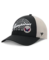 Fanatics Men's Black/Gray Washington Capitals 2025 Metropolitan Division Champions Locker Room Adjustable Hat