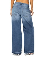 Edikted Women's Xenia Distressed Low Rise Jeans