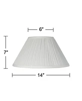 Ivory Mushroom Pleated Medium Lamp Shade 6" Top x 14" Bottom x 7" High x 8" Slant (Spider) Replacement with Harp and Finial