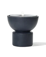 LuxenHome Dark Gray Resin Round Bubbler 18.7" Tall Outdoor Fountain with Lights