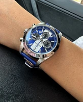 Abingdon Co. Women's Jordan Chronograph Multifunctional Cobra Blue Leather Strap Watch, 40mm