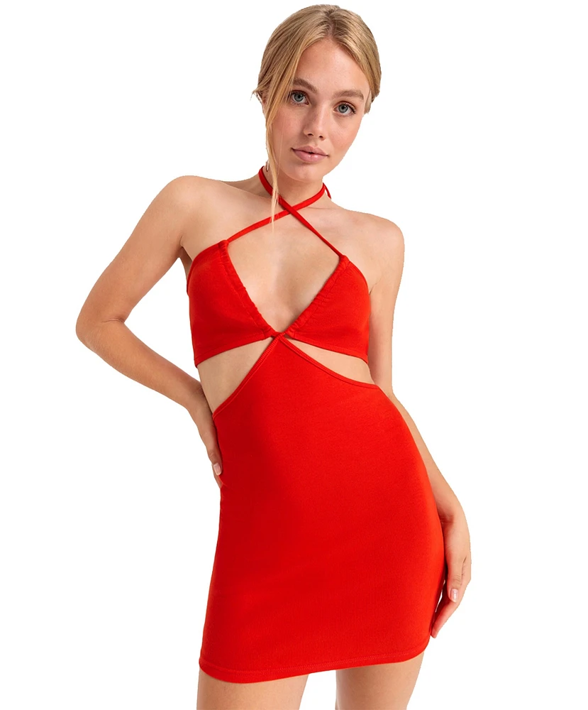 Lscn by Lascana Women's Halter Neck Cut Out Dress