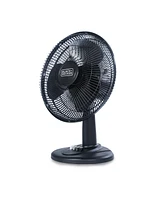 Black+Decker Desk Fan for Home and Office, 12” Fan with 3 Speed Settings, Oscillating Portable Fan, Black