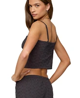 Edikted Women's Shaya Button Up Eyelet Tank Top