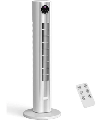 Cowsar Tower Fan for Bedroom, 90° Oscillating with 12H Timer, 37”Standing Fans Remote, Bladeless 4 Modes & 3 Speeds