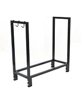 30-Inch Firewood Log Rack - Small Fireplace or Fire Pit Wood Storage Holder - Bronze