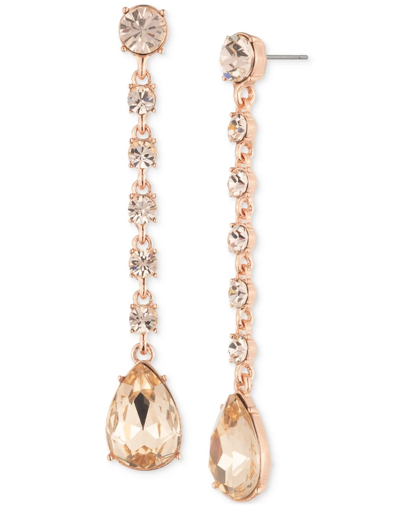Givenchy Rose Gold-Tone Round & Pear-Shape Crystal Linear Drop Earrings