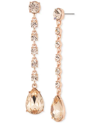Givenchy Rose Gold-Tone Round & Pear-Shape Crystal Linear Drop Earrings