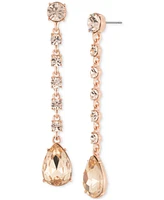 Givenchy Rose Gold-Tone Round & Pear-Shape Crystal Linear Drop Earrings