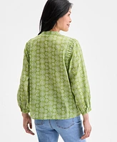 Style & Co Women's Printed Cotton Button-Front Blouse, Exclusively at Macy's